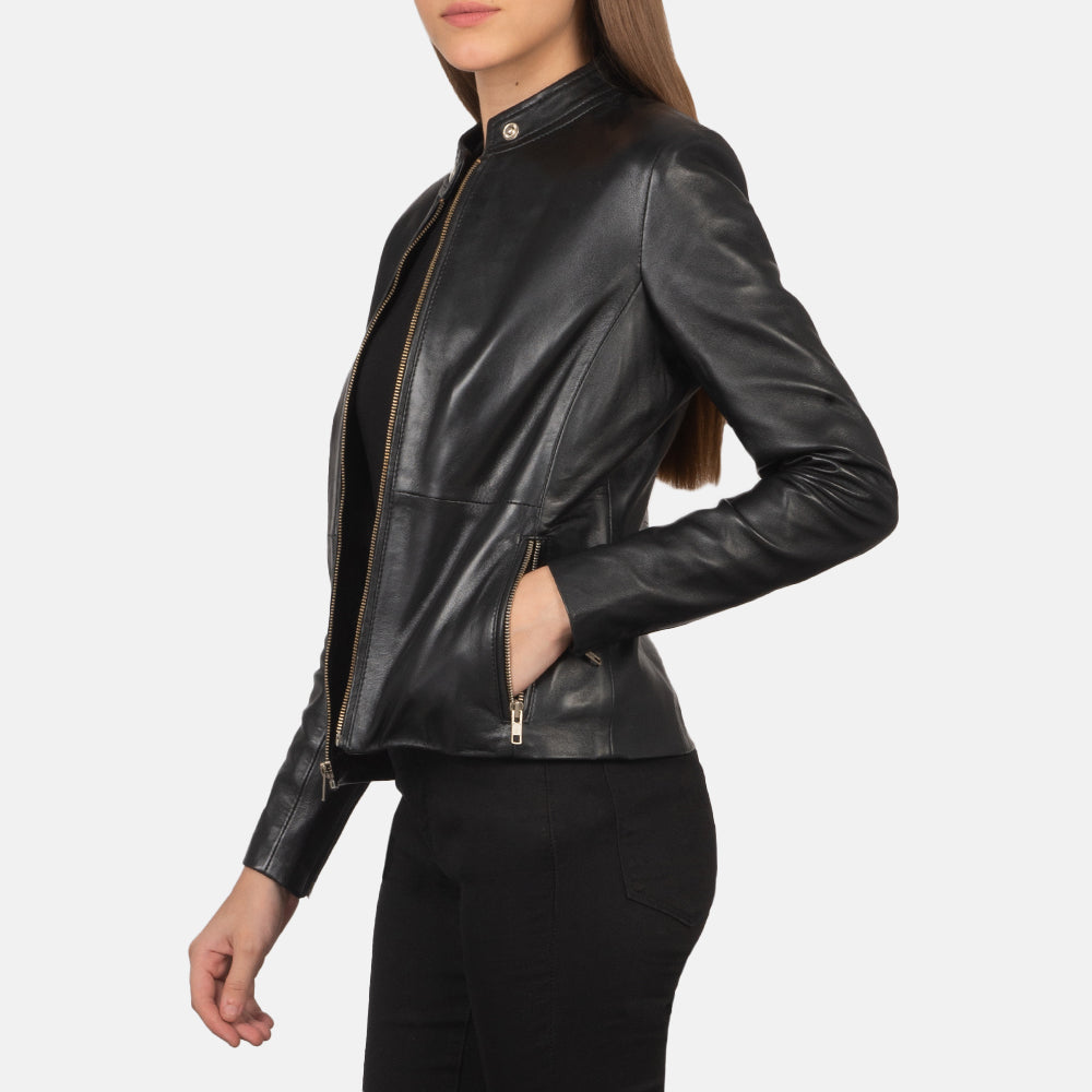 Rave Black Leather Biker Jacket