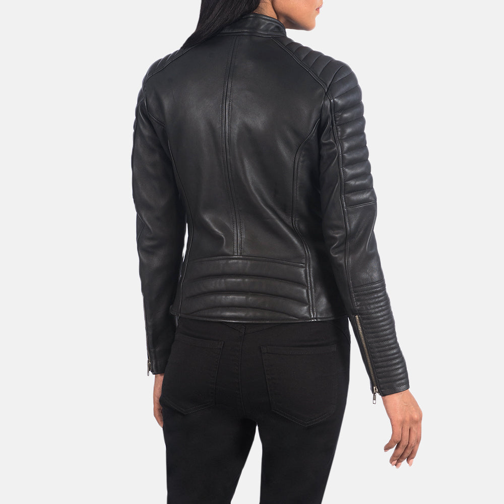 Adalyn Quilted Black Leather Biker Jacket