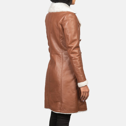 Amie Brown Double Breasted Shearling Coat