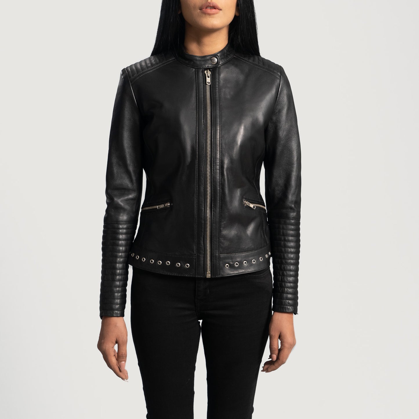 Haley Ray Black Leather Biker Jacket