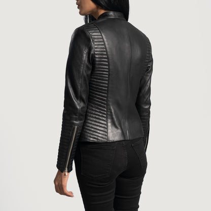 Haley Ray Black Leather Biker Jacket