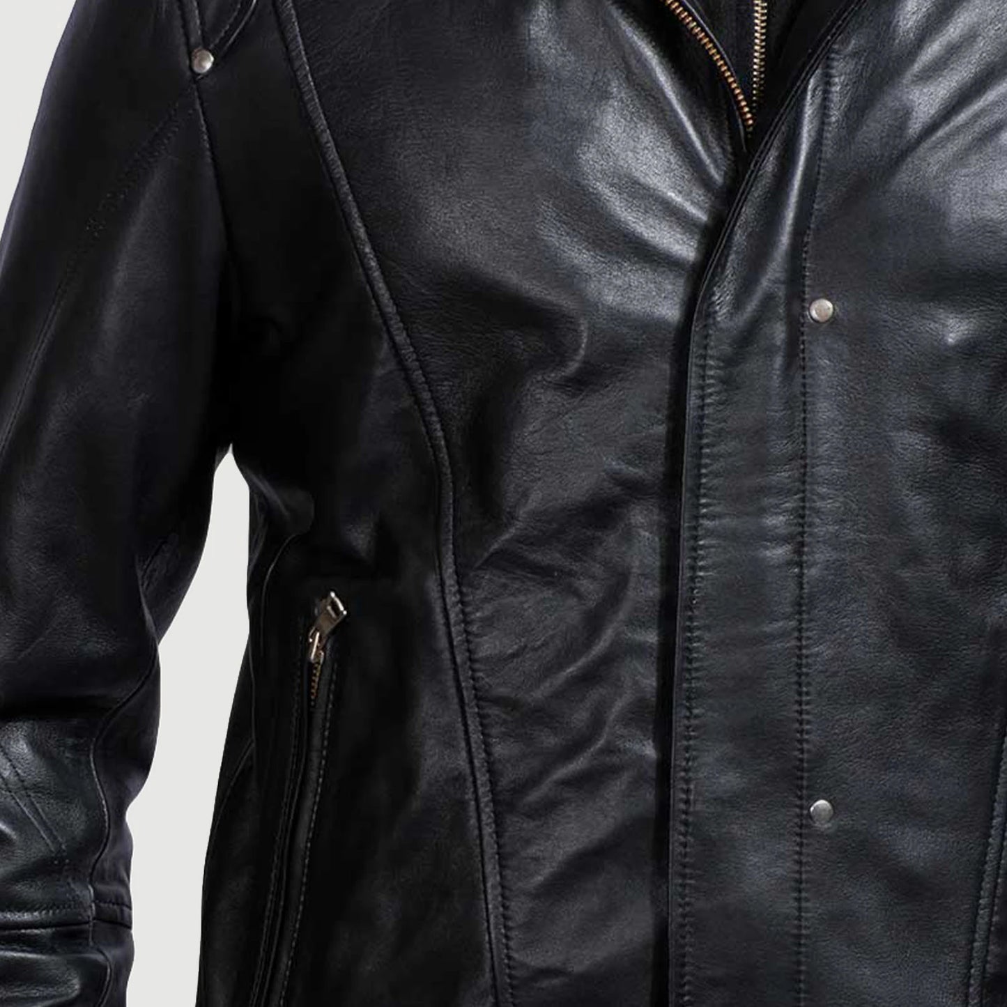 Black Hooded Leather Jacket