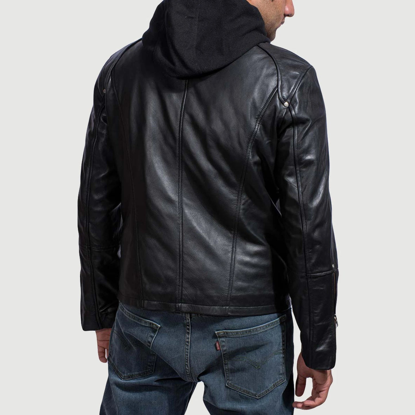 Black Hooded Leather Jacket