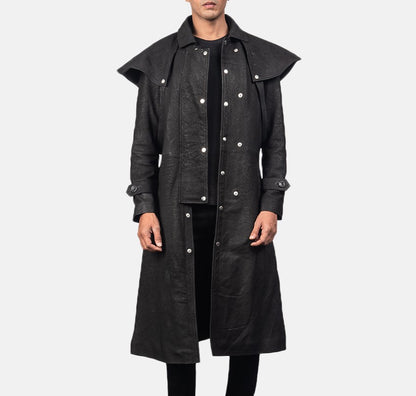 Maverick Black Leather Duster