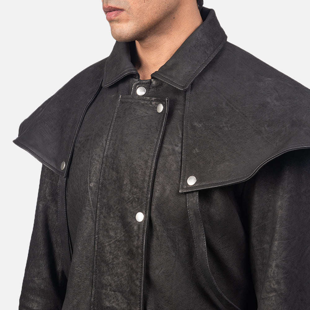 Maverick Black Leather Duster