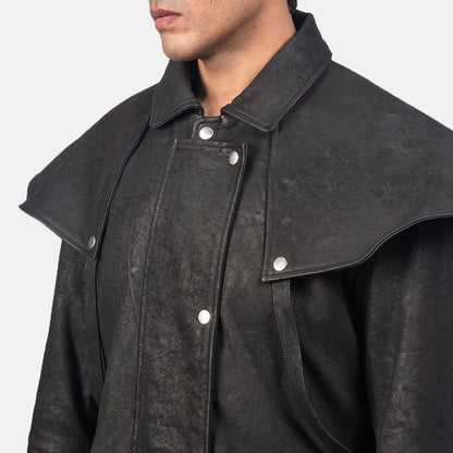 Maverick Black Leather Duster