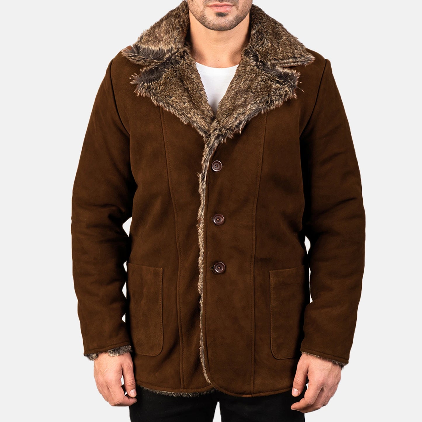 Furlong Brown Suede Leather Coat