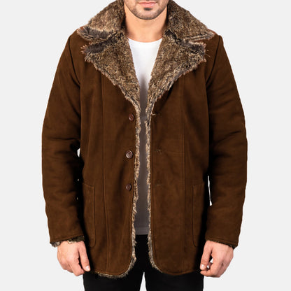 Furlong Brown Suede Leather Coat