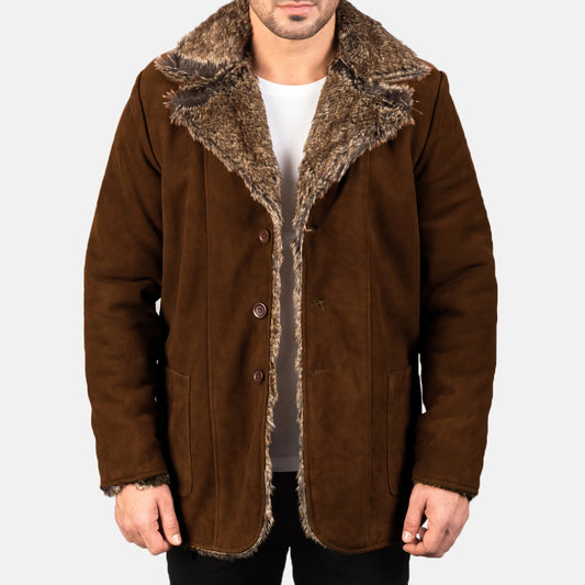 Furlong Brown Suede Leather Coat