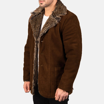 Furlong Brown Suede Leather Coat