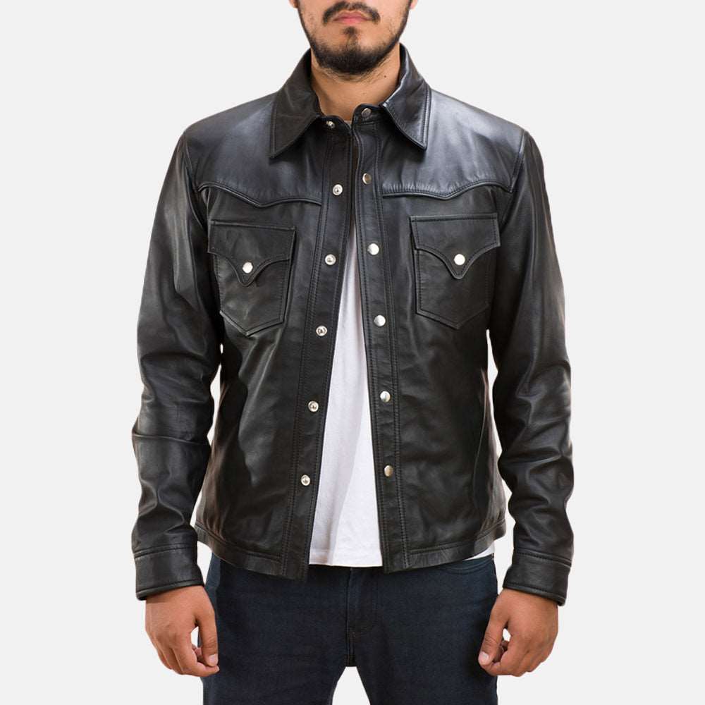 Ranchson Black Leather Shirt - JAU Leathers