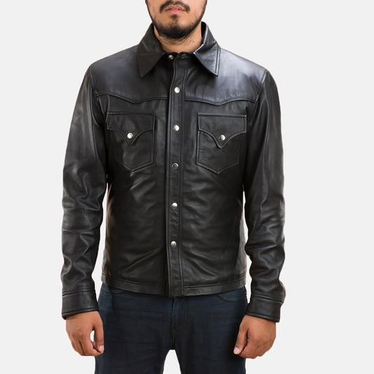 Ranchson Black Leather Shirt - JAU Leathers