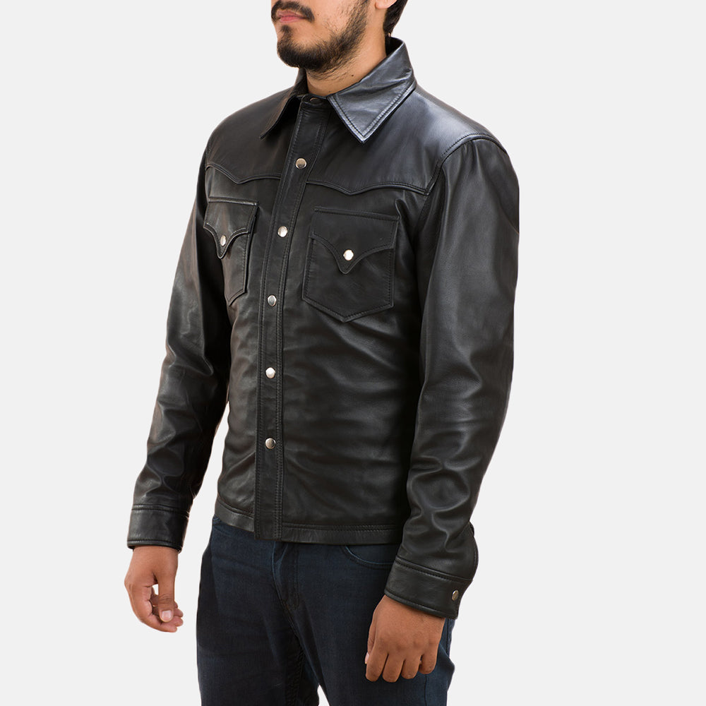 Ranchson Black Leather Shirt - JAU Leathers