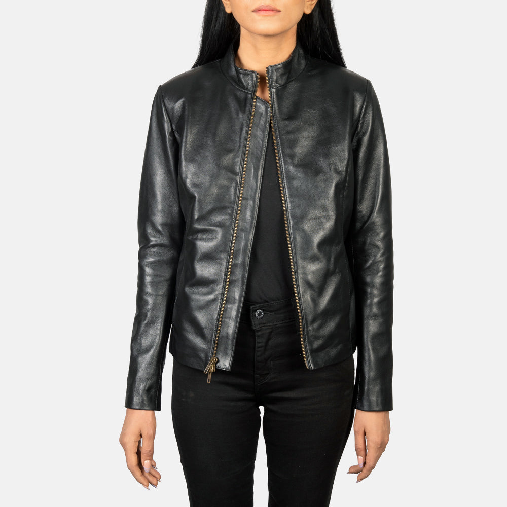 Rumella Black Leather Biker Jacket