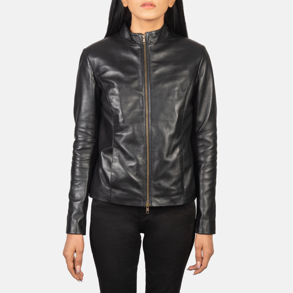 Rumella Black Leather Biker Jacket