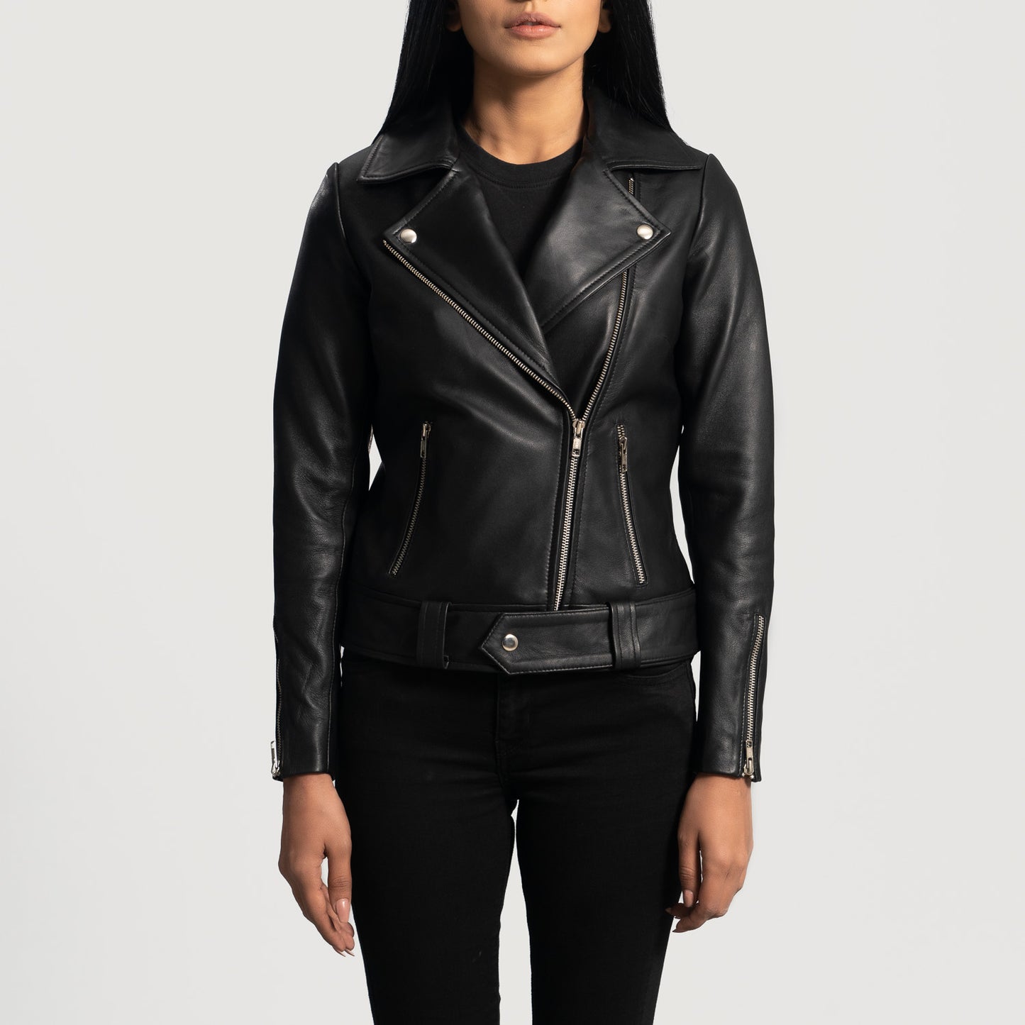 Rumy Black Leather Biker Jacket