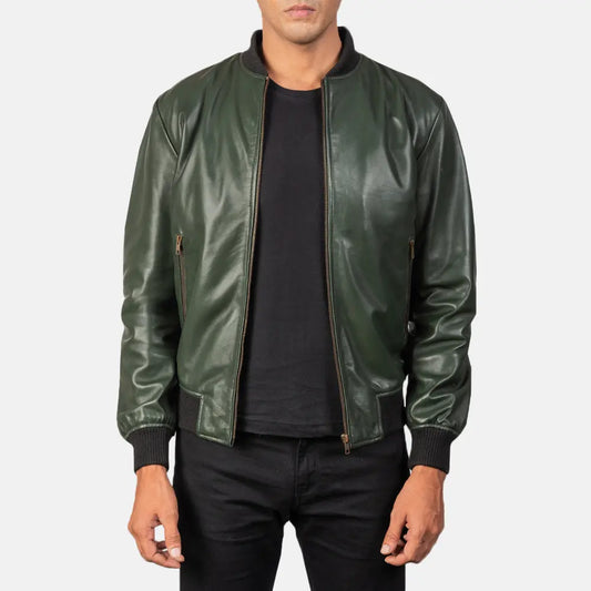 Shane Green Leather Bomber Jacket