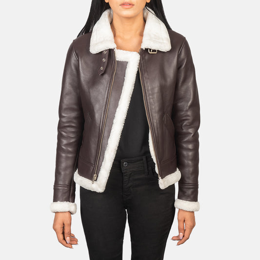 Sherilyn Maroon Leather Bomber Jacket