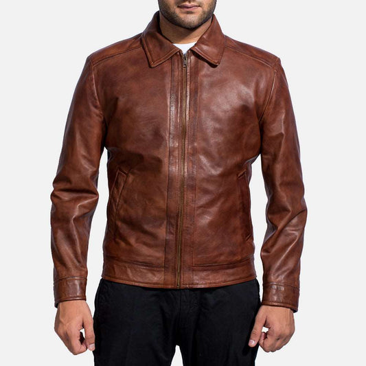 Inferno Brown Leather Jacket - JAU Leathers