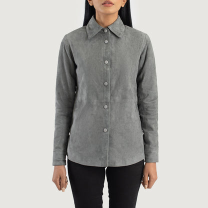 Zenith Grey Suede Leather Shirt Jacket